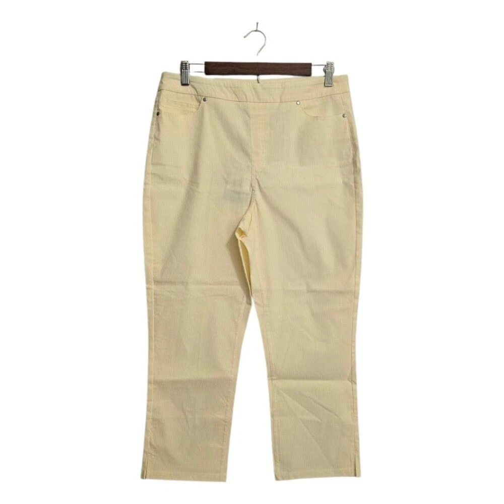 Mario Serrani NWT Yellow & White Striped Comfort Stretch Capris Sz L