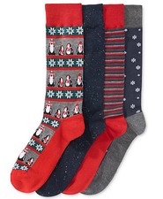  45 Club Room New Men'S 4 Pair Pack Casual Crew Socks Blue Red Gray Shoe 7-12