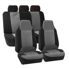 Car Seat Covers Split Bench Gray Black 2 Row Set Auto
