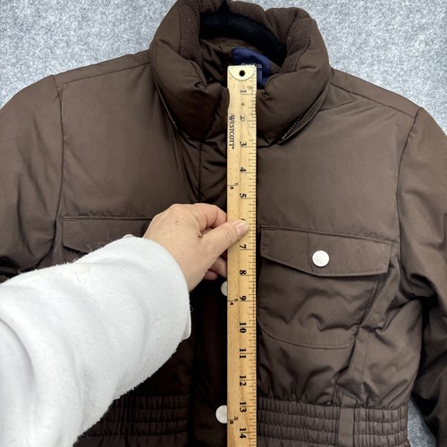 Gap Kids Full Zip And Snap Button Down Puffy Coat Brown XL (12) Removable hood - Picture 11 of 16