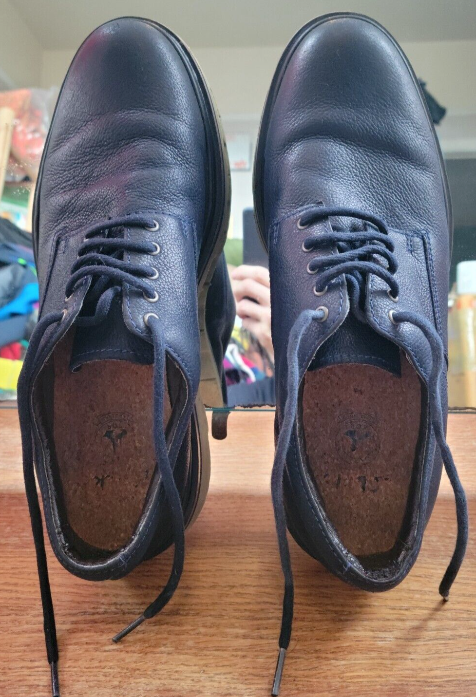 SAOLA Scarpe Clarks 'Frelan' pizzo eleganti casual uomo blu suola gomma ottime condizioni