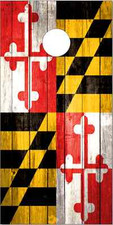 Maryland Flag Weathered Wood Cornhole Wrap Bag Toss Skin Decal Sticker Wraps