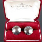 Auth GEORG JENSEN Denmark #209 Sterling Silver 925 19.0g Round Cufflinks + Case