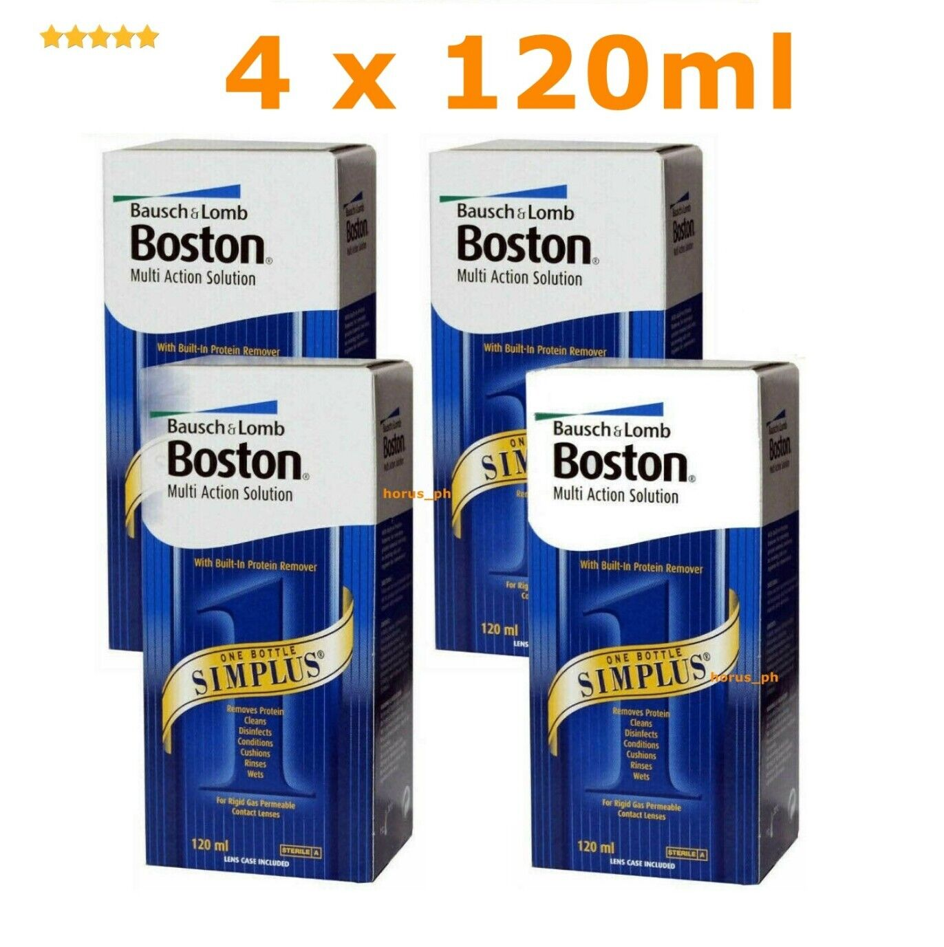 4 x 120ml Boston Simplus Multi Action Contact Lens Solution eBay