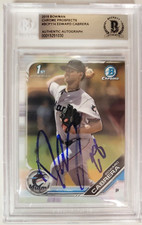 2019 BOWMAN CHROME PROSPECTS EDWARD CABRERA MARLINS AUTO SIGNED CARD BECKETT