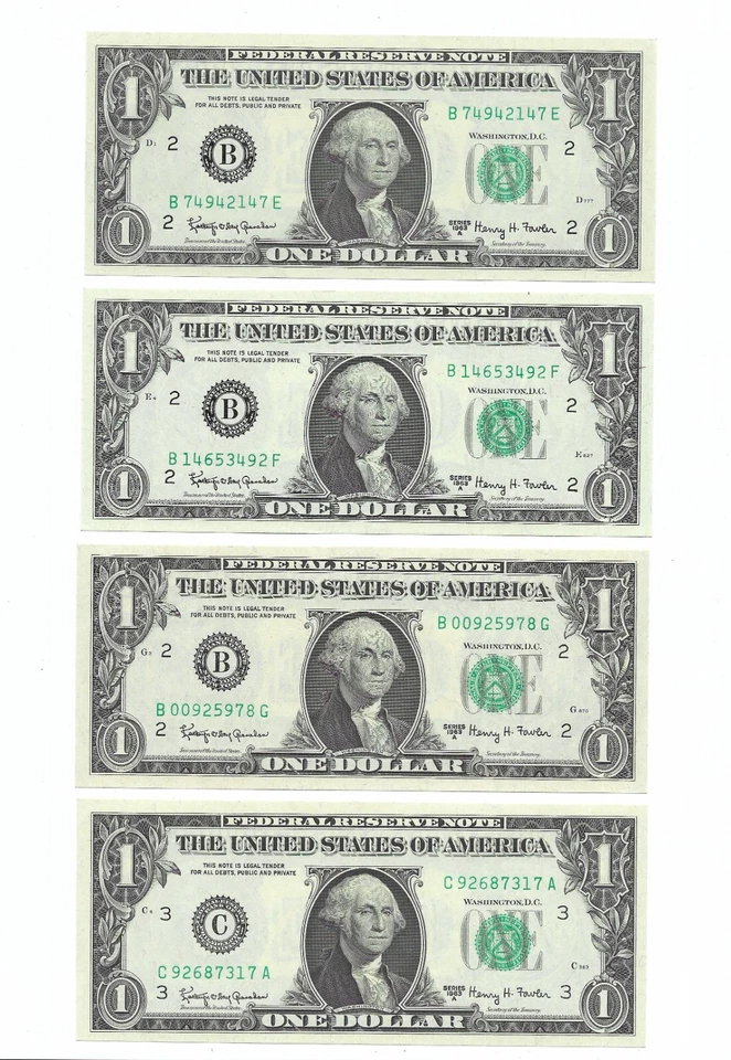 1963A $1 Complete Regular BLOCK Set. 57 Crisp & Uncirculated Banknotes. - Image 4 of 4