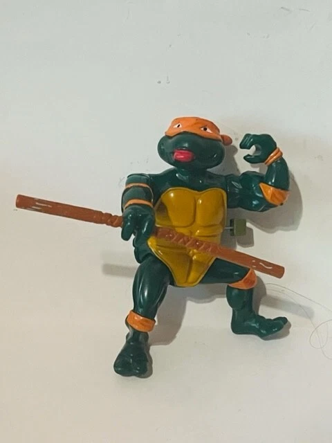 Figura Tortuga Ninja Adolescente Mutante TMNT De Colección Compañeros de Juego Miguel Ángel 1989 Bo Staff Foto 2 de 4