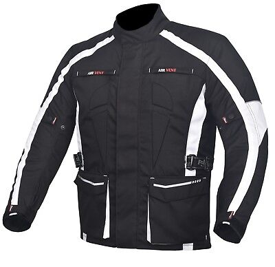 Mens Motorcycle Motorbike Jacket Waterproof Textile Cordura Black CE Armoured