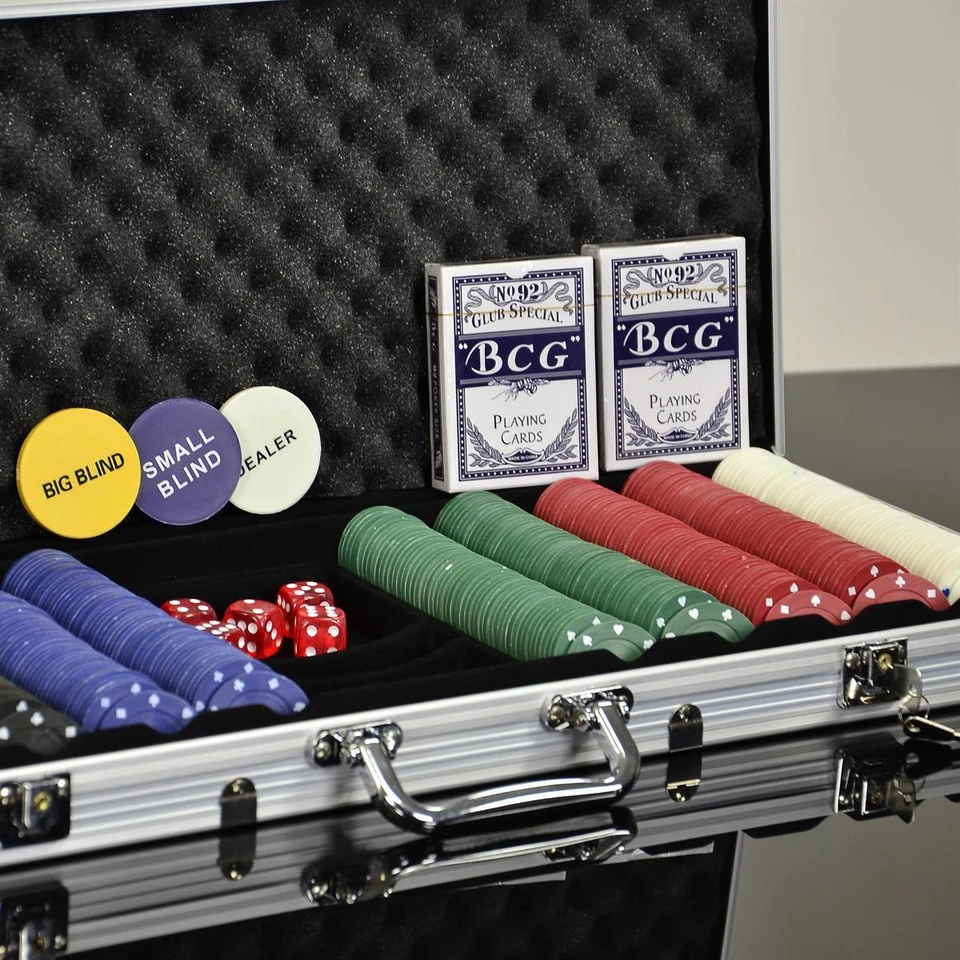 Pokerkoffer Pokerset mit 500 Standard Pokerchips Poker Chips im Alu Koffer - Bild 2 von 4