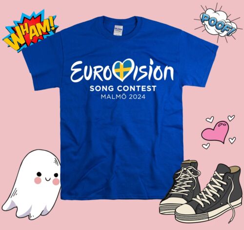 Concours Eurovision de la chanson MALMÖ 2024 T-Shirt Hommes Femmes Unisexe Malmö UE SUÈDE EU1 - Photo 1 sur 8