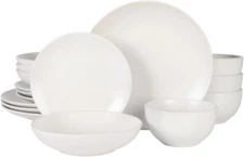 Queenslane 16 Piece Plates and Bowls Dishes Stoneware Ceramic Dinnerware Sets -