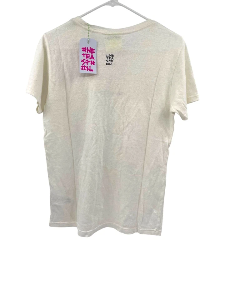 One Teaspoon Womens Natural Linen Blend T Shirt Short Sleeve White Size XS MSRP - Image 4 of 4