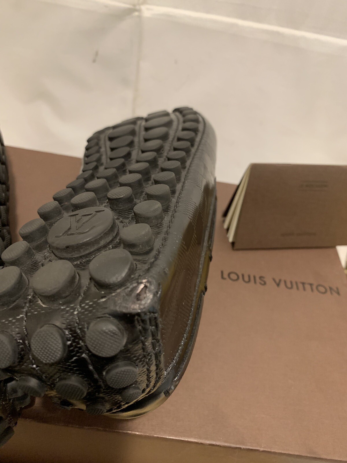 LOUIS VUITTON DRIVING LOAFERS BLACK MENS SHOES DAMIER… Gem