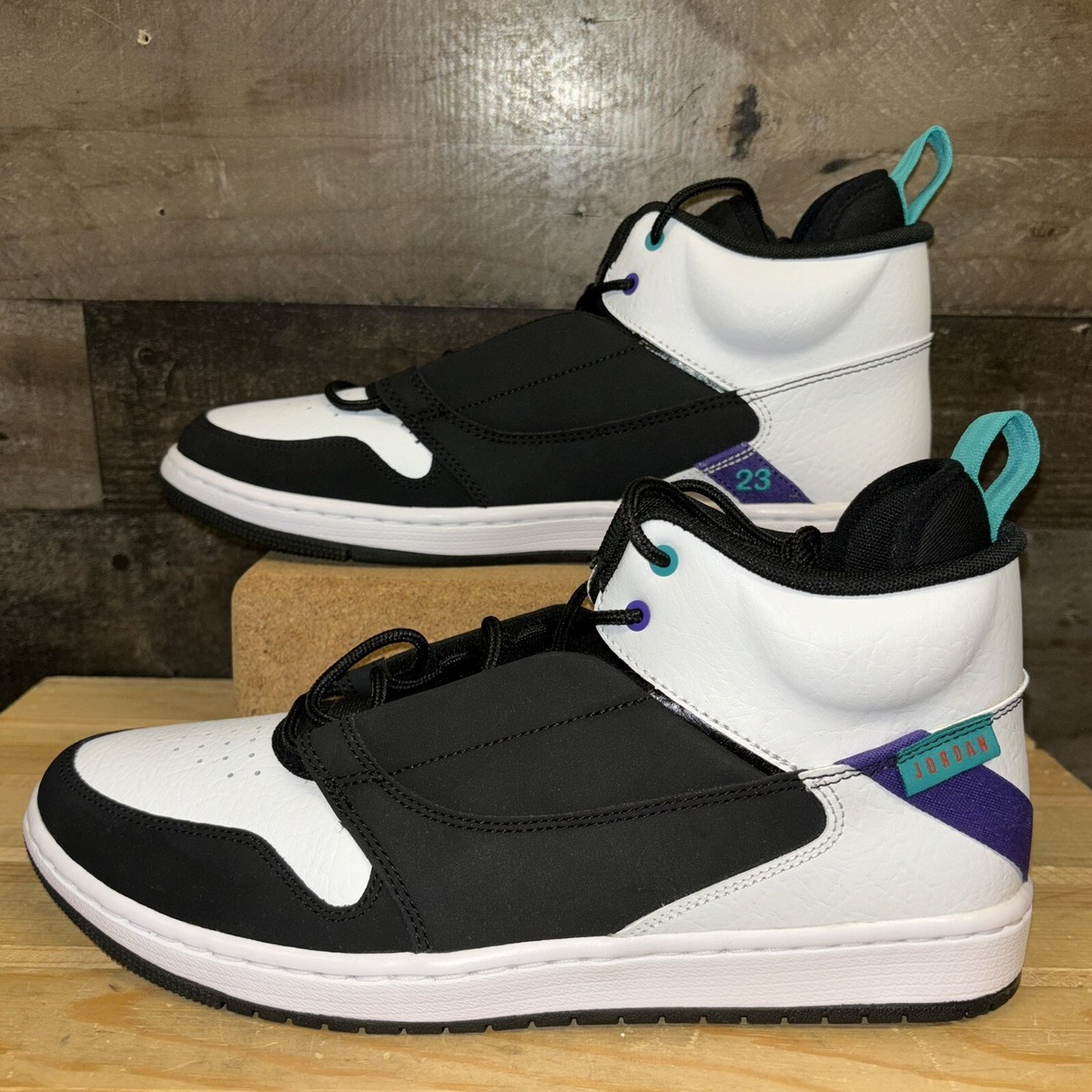 Men's 10 Jordan Fadeaway Mid Black White Grape Basketball