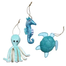 Sea Life Christmas Ornament Sequin Plush Beach Nautical