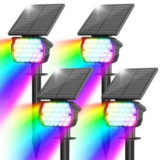Solar Landscape Spotlights Adjustable Outdoor Uplights Solar Waterproof IP67 ...
