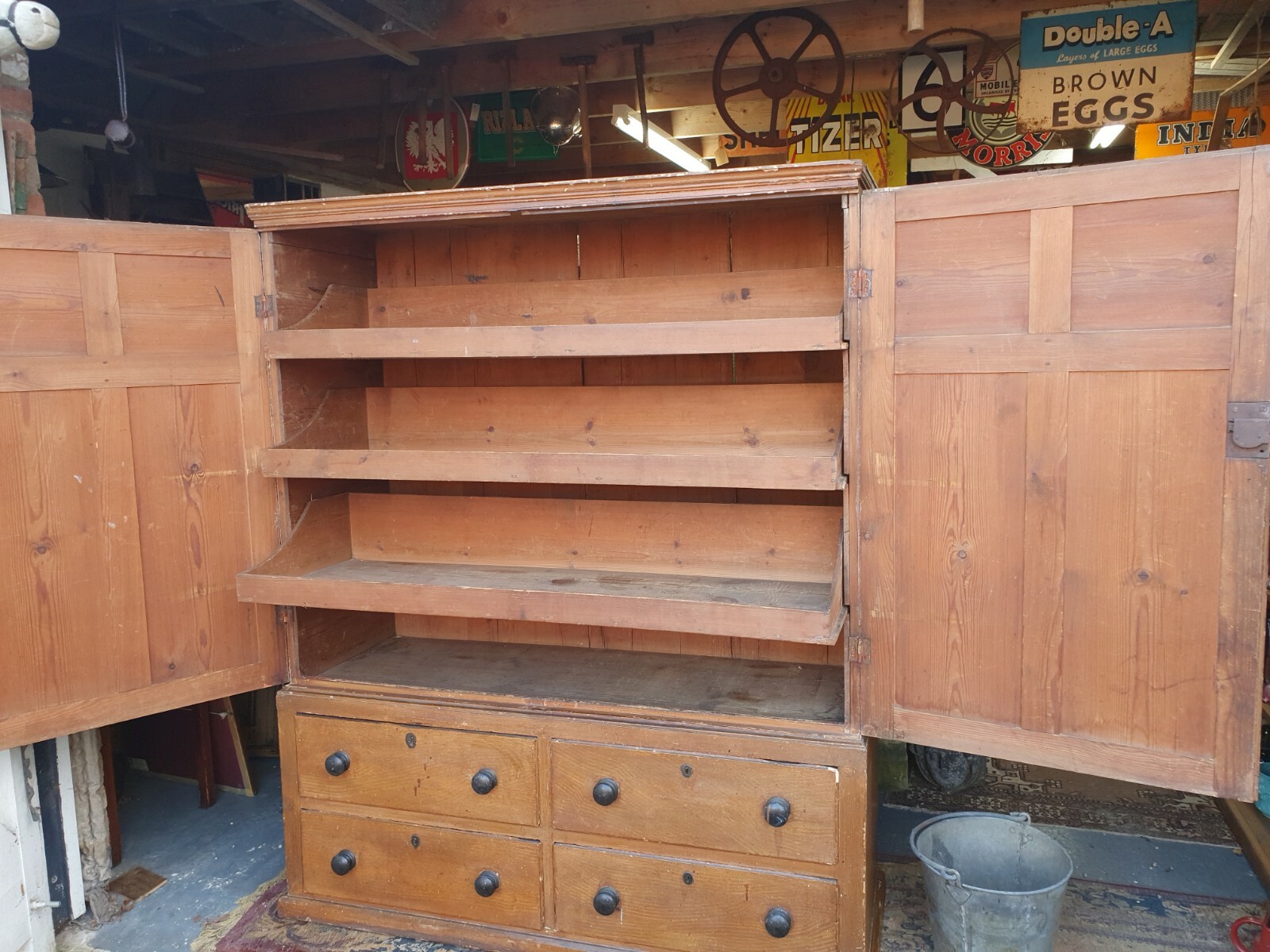 Pine Housekeepers Cupboard / Linen Press eBay