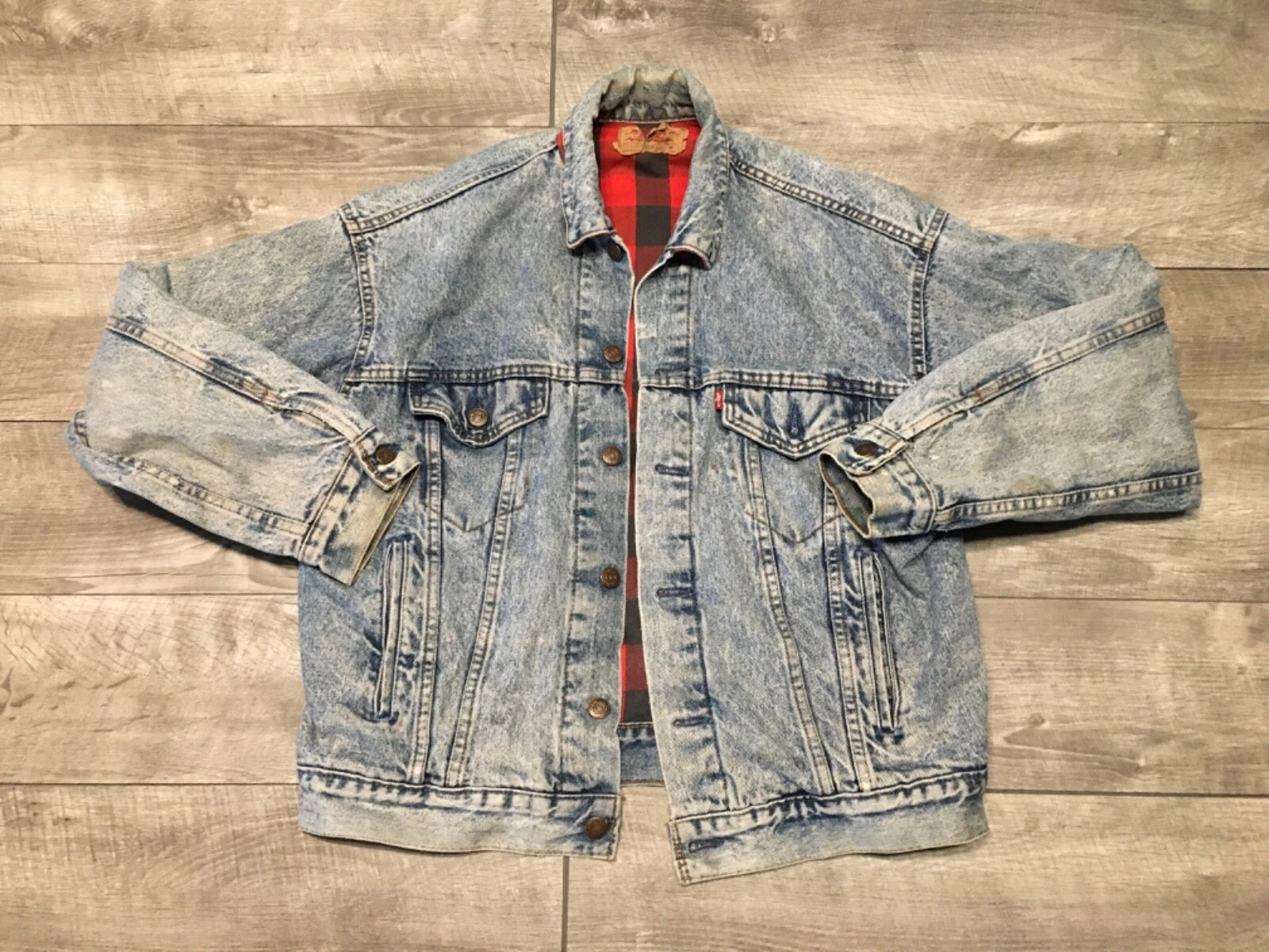 levis trucker plaid lined vintage jacket