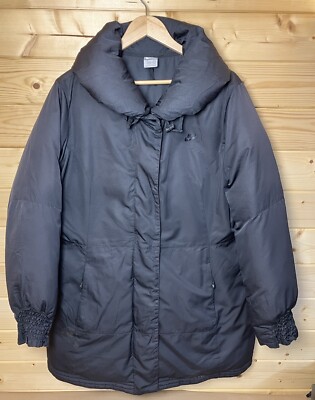 Ladies Nike Sportswear Duck Down Puffer Black Damen Long Coat Size XL sehr guter Zustand