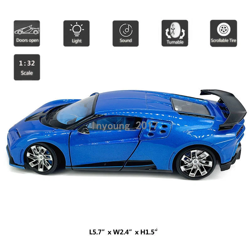 1/32 Scale Centodieci EB110 Model Car Die-cast Toy Cars Metal Vehicle Blue - Image 2 of 4