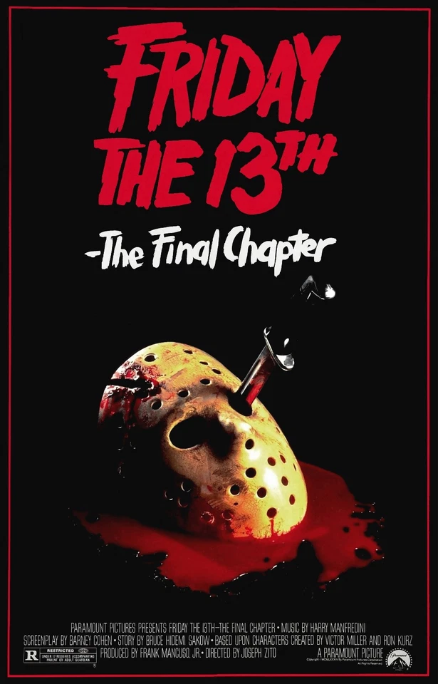 FRIDAY THE 13TH THE FINAL CHAPTER IV 4 Movie Poster Horror Jason Voorhees