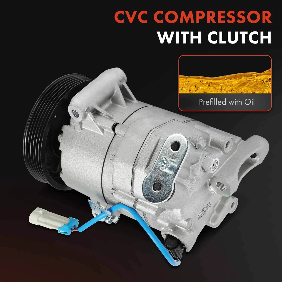 A/C Compressor w/ Clutch for Chevrolet Cruze 2010-2011 L4 1.8L 6-Groove 13395696 - Image 3 of 4