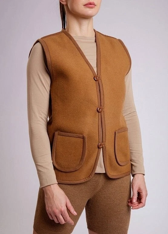 Mongolian Brown Camel Wool Vest - Image 3 of 4