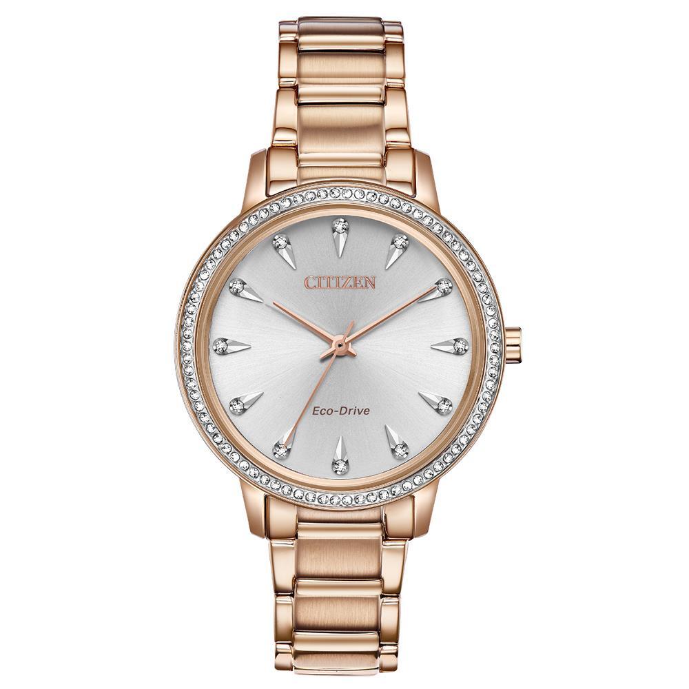 Citizen Ladies FE7043-55A Eco-Drive Rose Tone Crystal Set  display picture 3