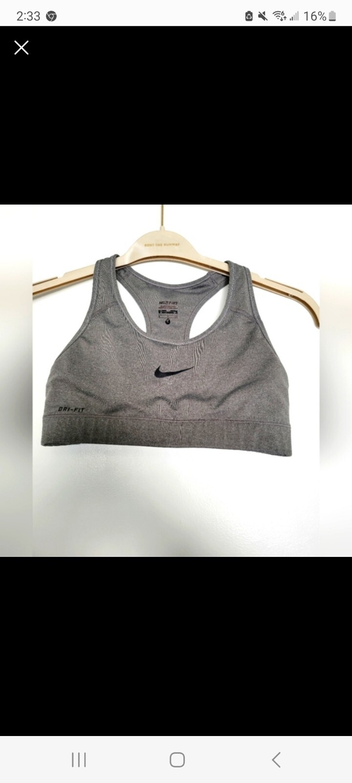 Nike Sports Bra Size Small Gray Racerback DRI-FIT PRO No Pads-image