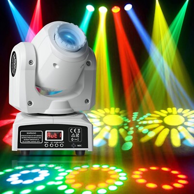 U`king RGBW Moving Head Bühnenlicht 30W Strahl Gobo DMX Halloween Disco Party