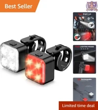 Rechargeable Bike Light Set LED Front Rear Waterproof Easy Install for Road