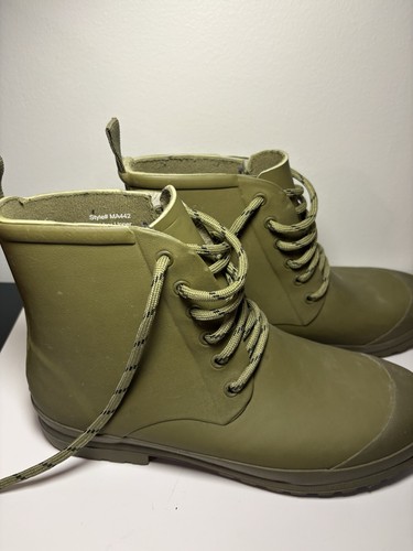 MADEWELL olivfarbene Damen-Regenstiefel mit Gummiobermaterial Schnürung und Sohle Größe 9 - Bild 2 von 5