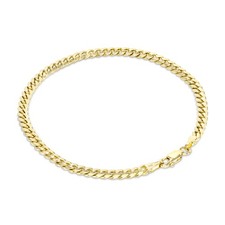 14K Yellow Gold Solid 4mm Miami Cuban Link Chain Bracelet Mens Womens - 7"