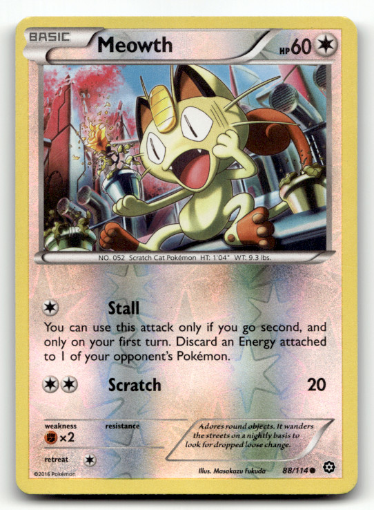 Meowth 88/114 Reverse Holo Common XY - Steam Siege LP