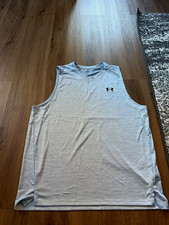 Under Armour Sleeveless Athletic Tank Top Light Blue Heather Workout Gym Shirt