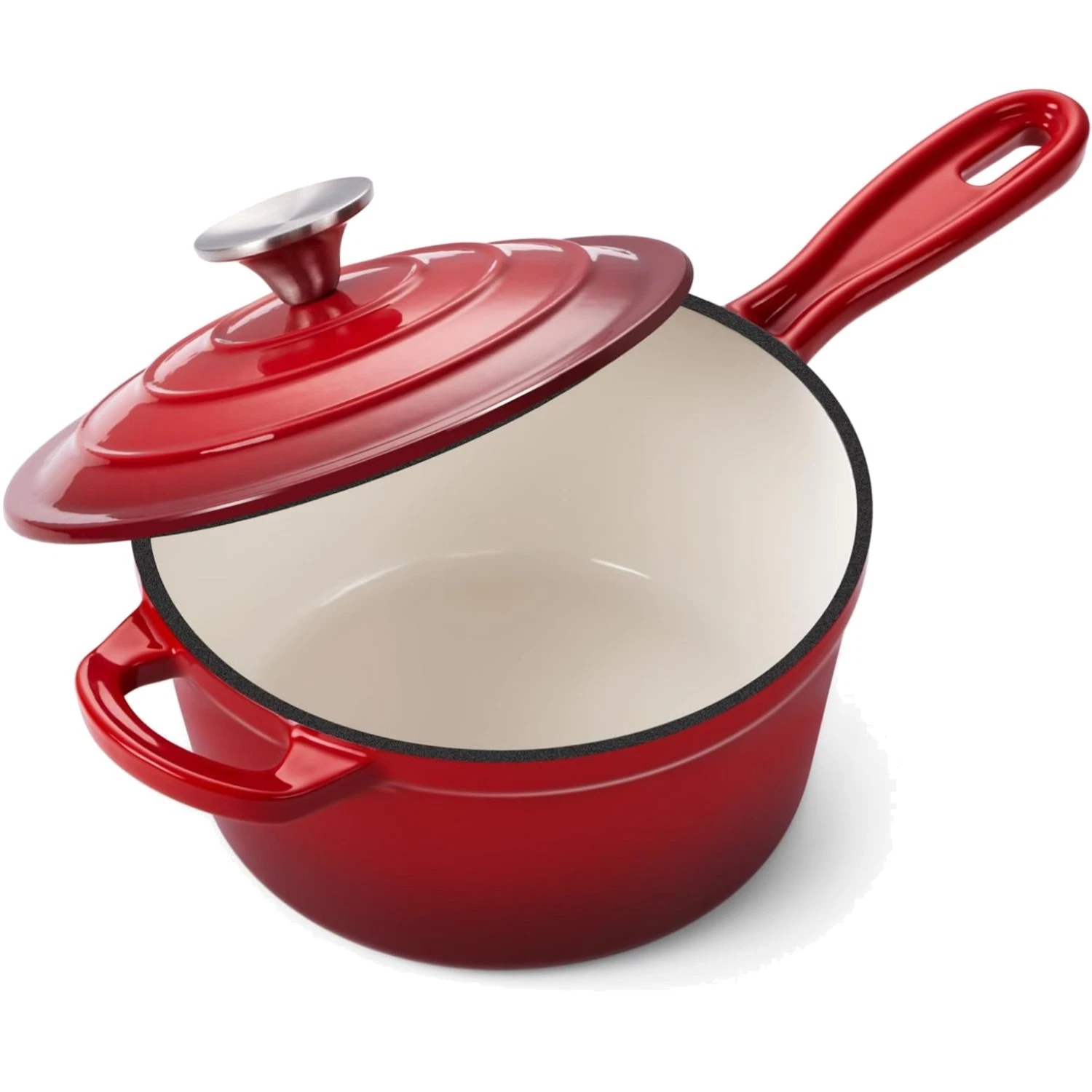 2QT Saucepan with Lid, Enameled Cast Iron Sauce Pan Pot, Small Dutch Oven Coo...