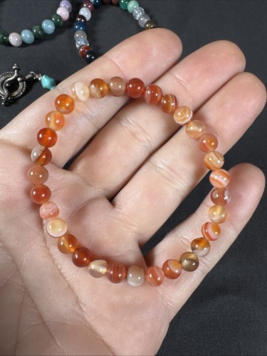 ✨Genuine Gemstone Beaded Stretch Bracelet Lot Of 4 W/ 2 Non Adjustable Carved✨ - Picture 3 of 9