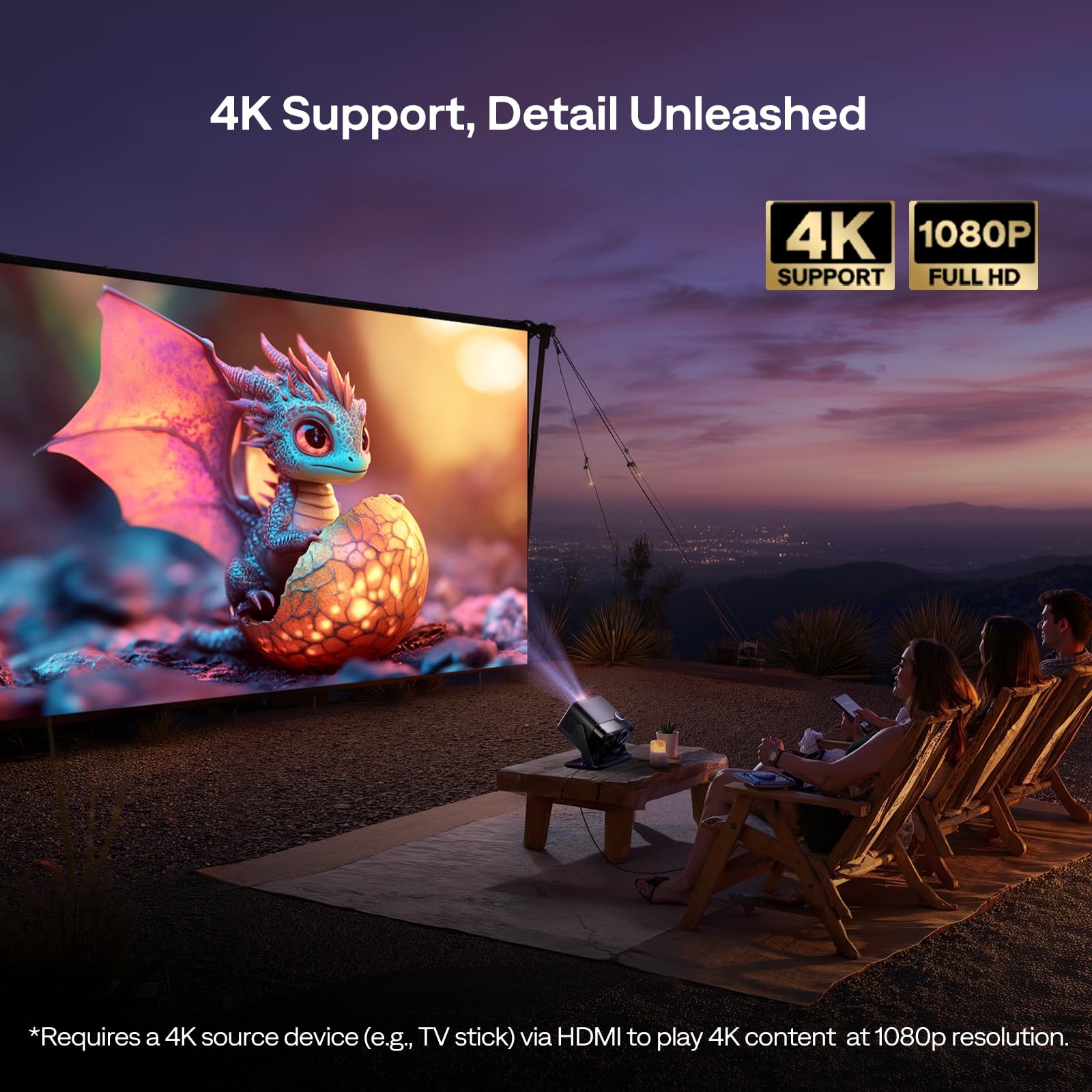 BOOM mini Google TV 4K Supported Smart Projector with WiFi and Bluetooth, Out...