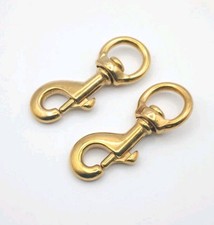 Set of 2 Solid Brass Metal Snap Hooks Swivel Flag Pole Hook Animal Marine