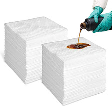 Heavyweight Oil Absorbent Pads 200 Pack - 15"x18" Tear-Resistant Mats