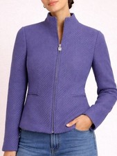 NWT Talbots Italian Wool Blazer Jacket Size 6 Petite Purple NEW Zip Luxury