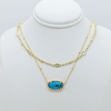 Kendra Scott Elisa Gold Crystal Multi Strand Necklace in Bronze Veined Turquoise