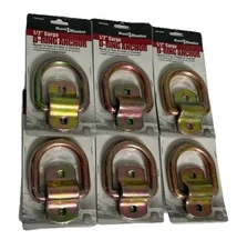 New Set OF 6 Haul Master 1/2" Cargo D-Ring Anchor Tie Down Ring, Trailer, Truck