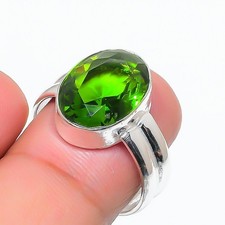 Green Peridot Gemstone Handmade 925 Sterling Silver All Size Ring For Gift