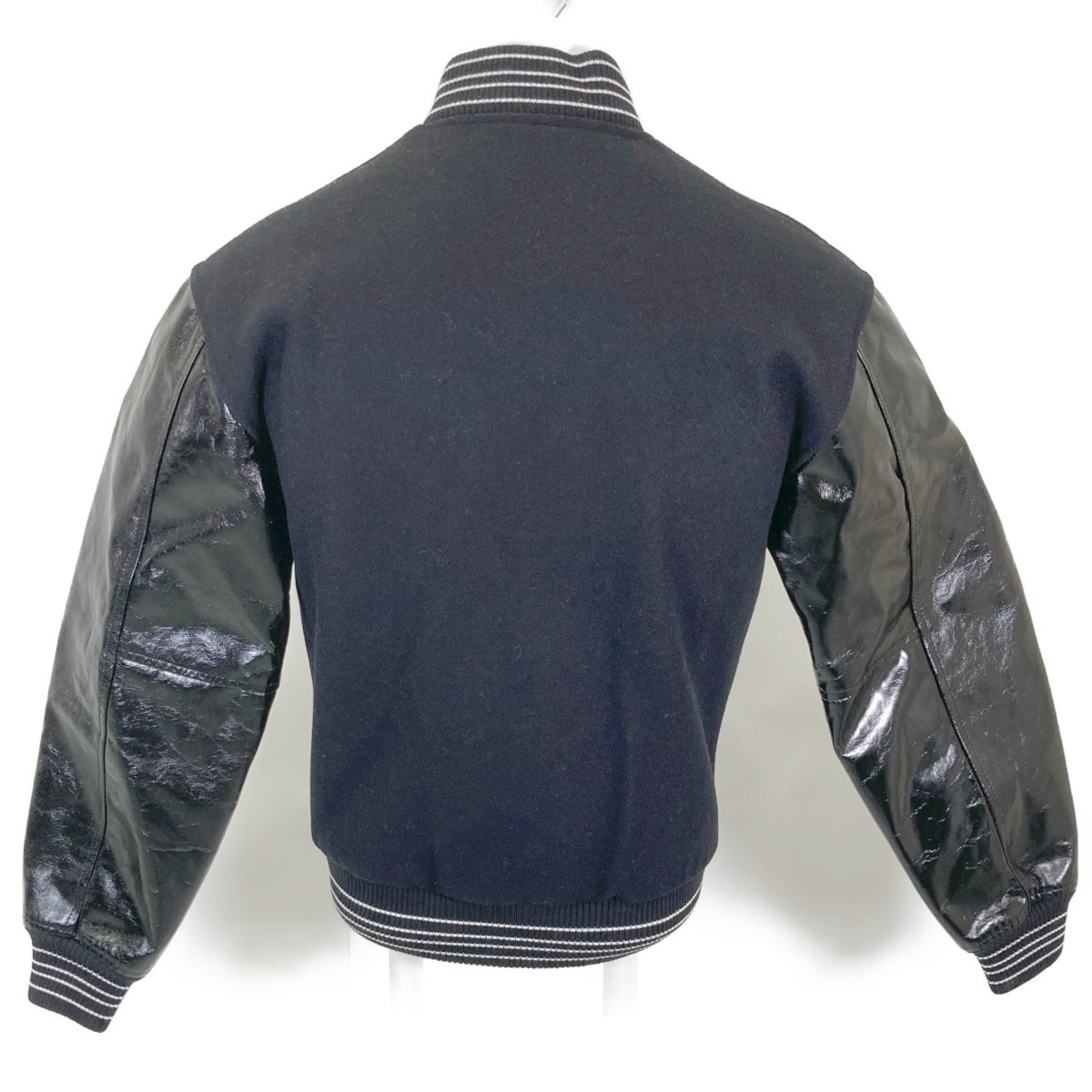 Giacca stadio Saint Laurent Paris lana e pelle 34 bla usata