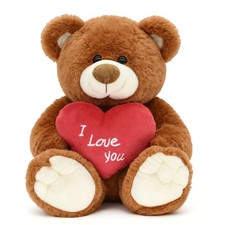 I Love You 10'' Teddy Bear with Red Heart, Soft Plush 10 inches, Brown
