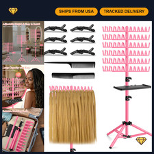 Height Adjustable Braiding Hair Rack with Tray, 144 Pegs, 2-Sided Hair Extension