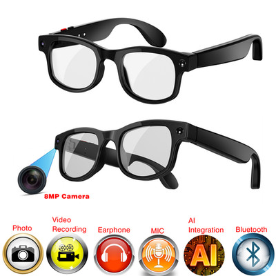 AI smart glasses with camera transition lenses for women with headphone
