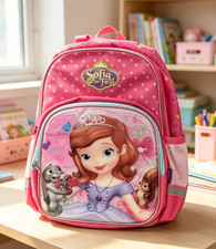 Pink Sofia the First School Backpack, Cartoon Printed Bookbag for Girls Present.