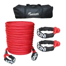 1" x 30' Kinetic Energy Truck Tow Recovery Rope Strap Snatch w/2 Soft Shackles
